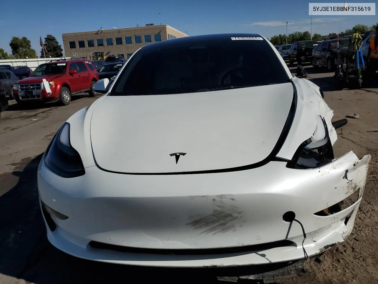 2022 Tesla Model 3 VIN: 5YJ3E1EB8NF315619 Lot: 73309884