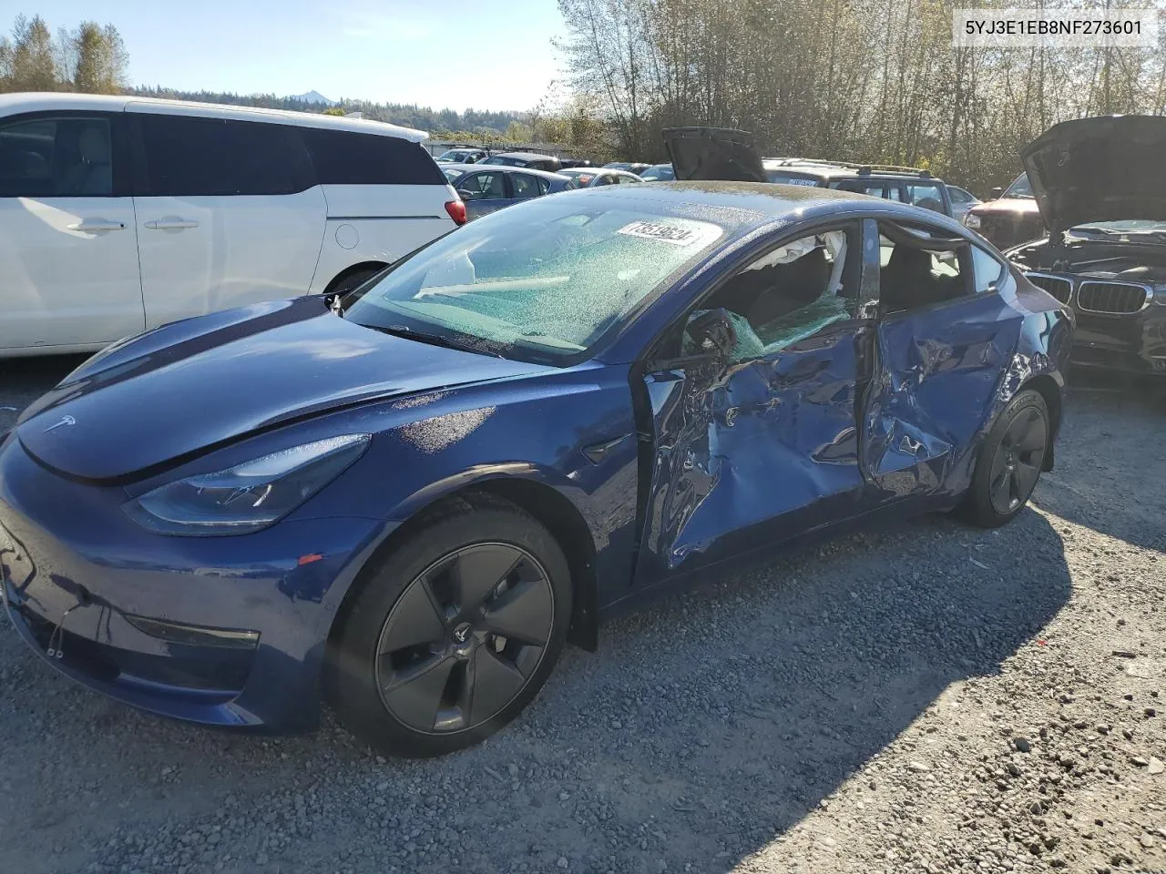 5YJ3E1EB8NF273601 2022 Tesla Model 3