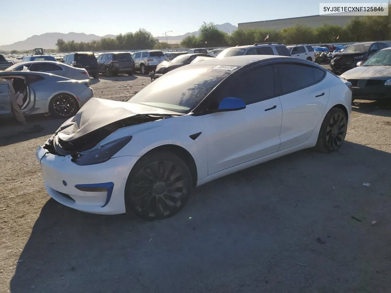 2022 Tesla Model 3 VIN: 5YJ3E1ECXNF125846 Lot: 73544124