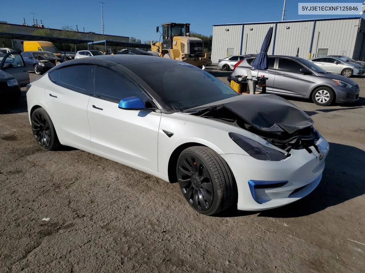 2022 Tesla Model 3 VIN: 5YJ3E1ECXNF125846 Lot: 73544124