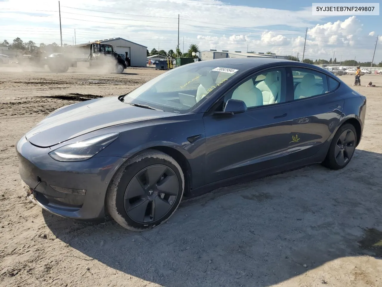 2022 Tesla Model 3 VIN: 5YJ3E1EB7NF249807 Lot: 73892994