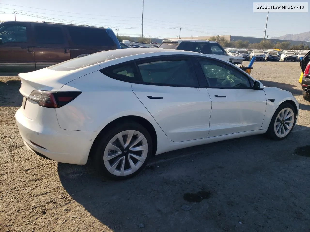 2022 Tesla Model 3 VIN: 5YJ3E1EA4NF257743 Lot: 74105294