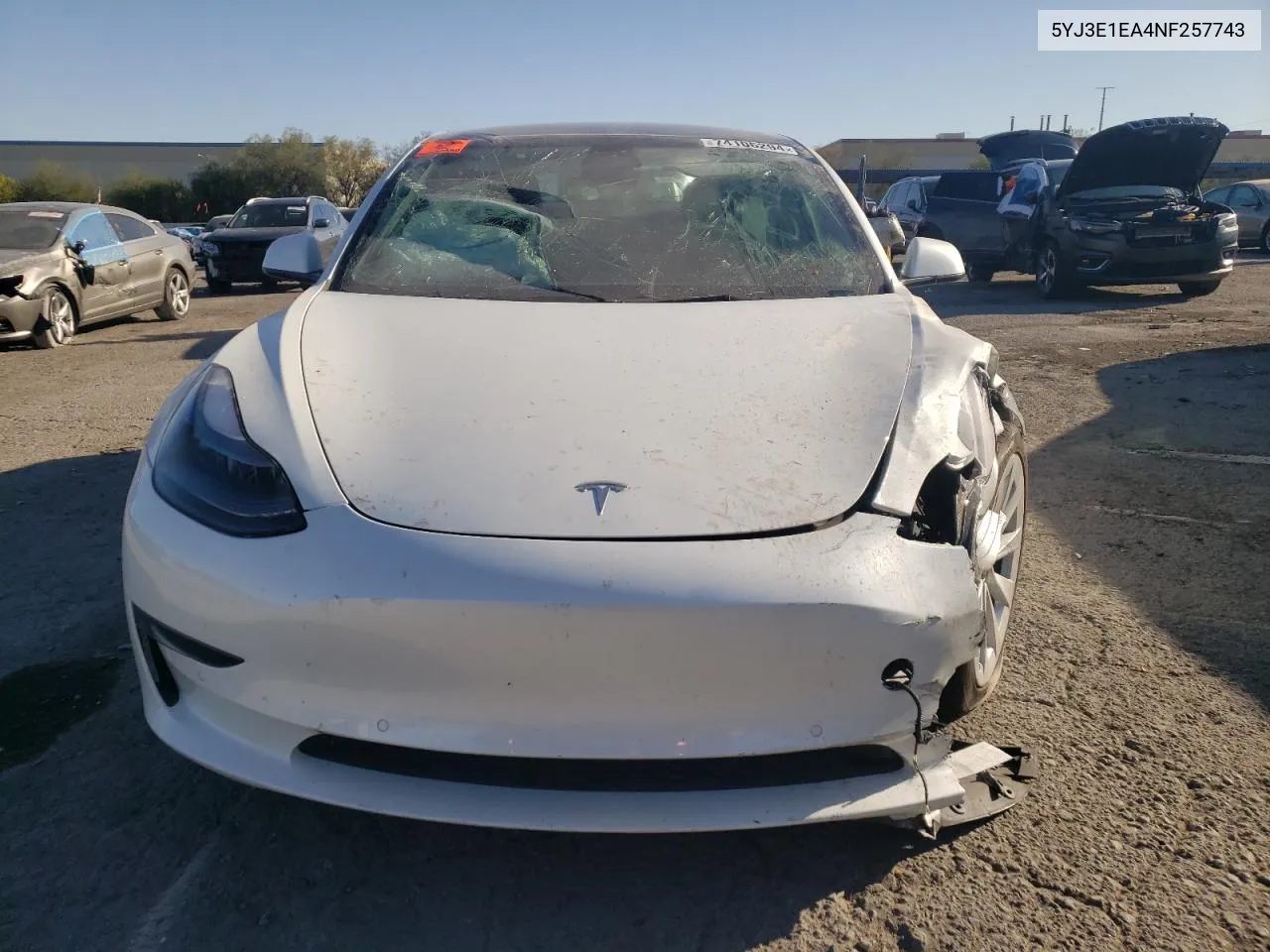 2022 Tesla Model 3 VIN: 5YJ3E1EA4NF257743 Lot: 74105294