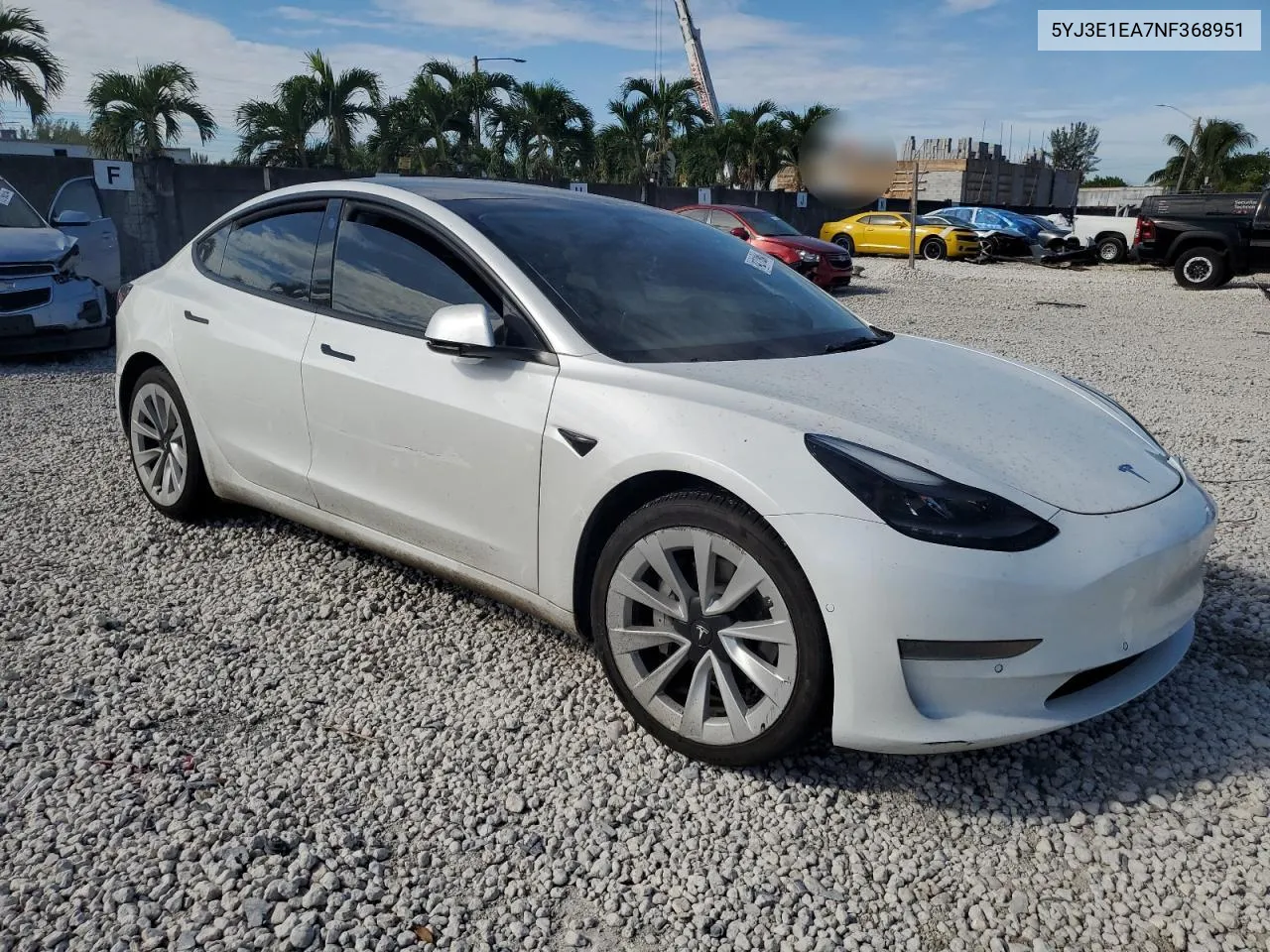 2022 Tesla Model 3 VIN: 5YJ3E1EA7NF368951 Lot: 74211964