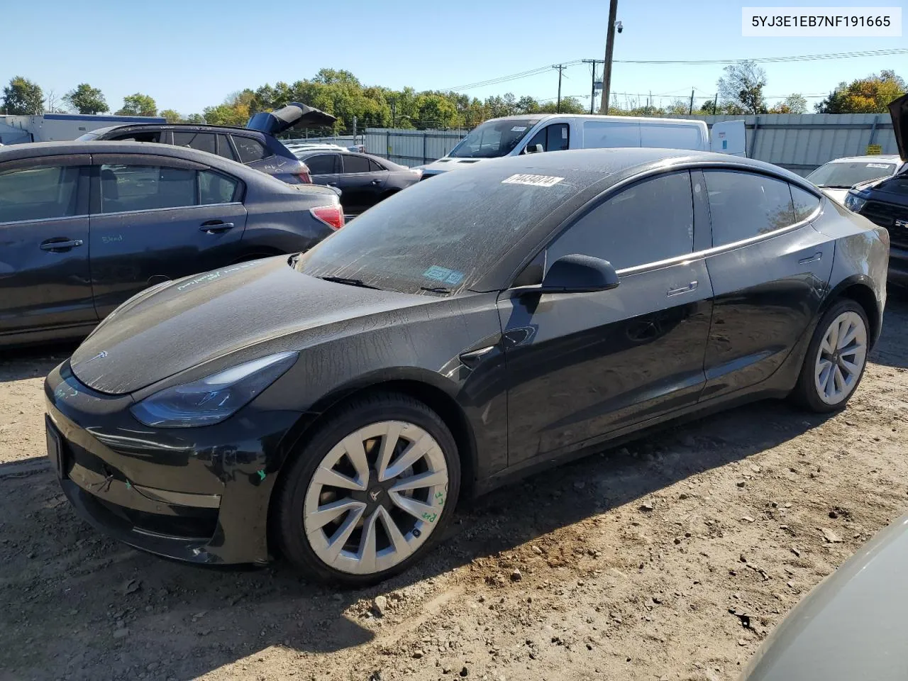 2022 Tesla Model 3 VIN: 5YJ3E1EB7NF191665 Lot: 74434874