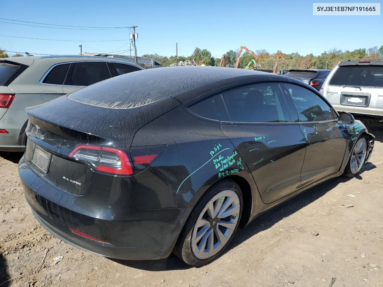 5YJ3E1EB7NF191665 2022 Tesla Model 3