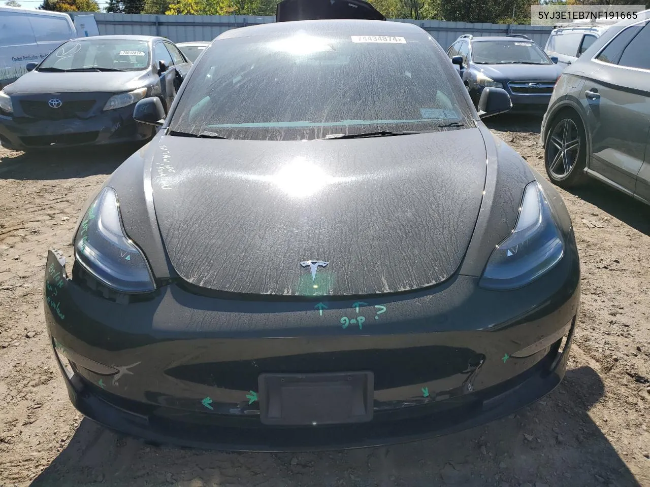 5YJ3E1EB7NF191665 2022 Tesla Model 3