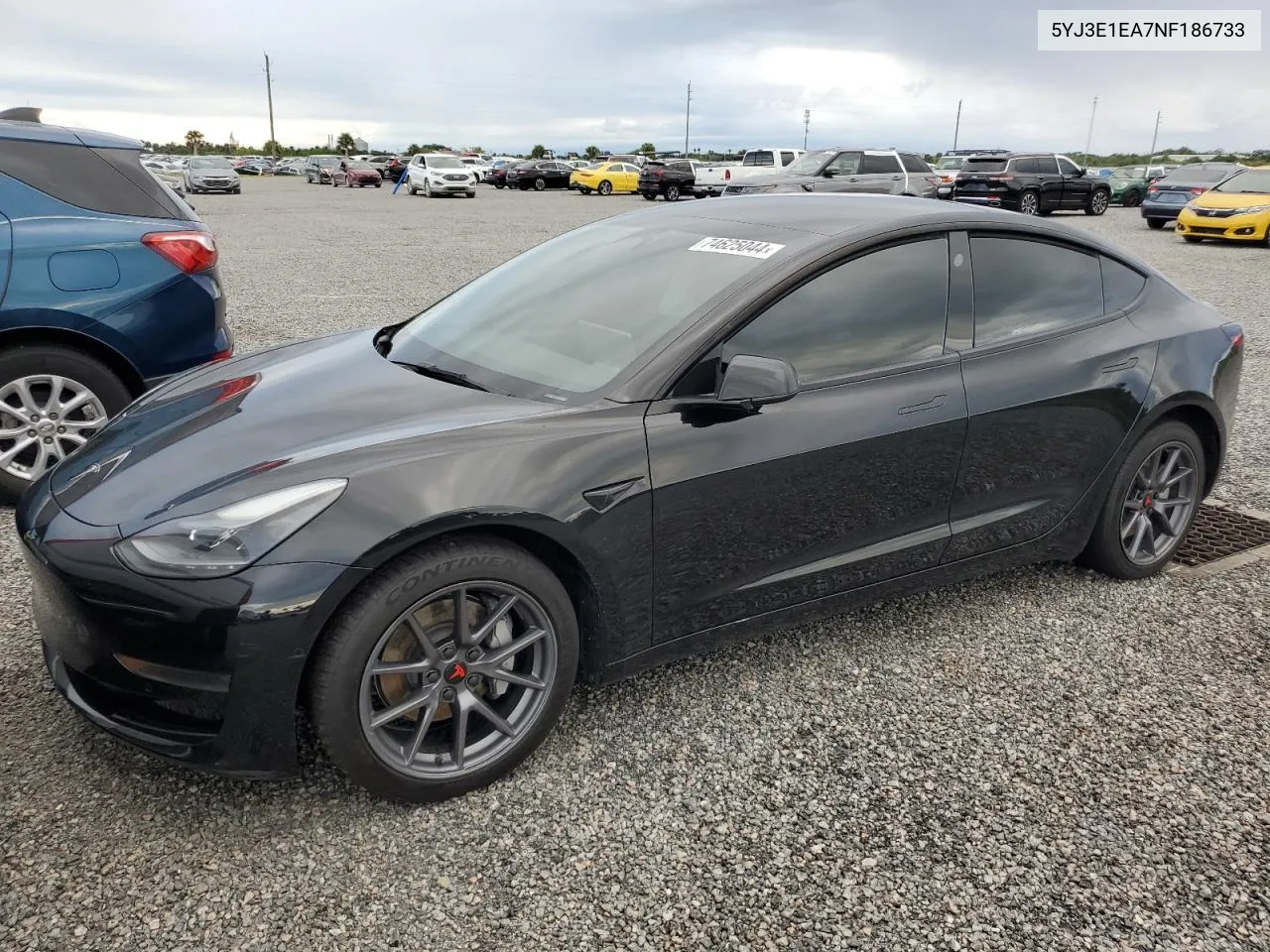 2022 Tesla Model 3 VIN: 5YJ3E1EA7NF186733 Lot: 74625044