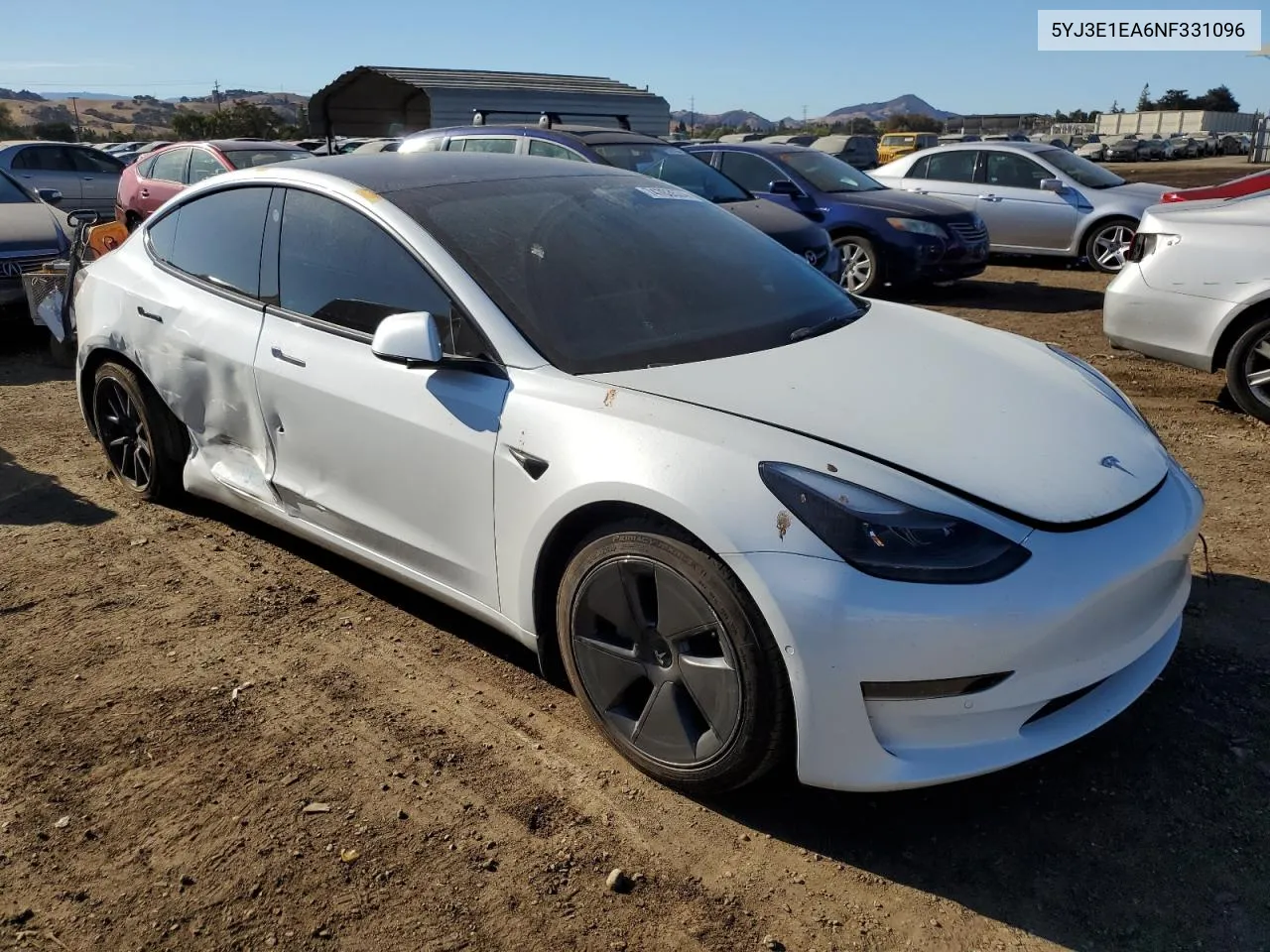 2022 Tesla Model 3 VIN: 5YJ3E1EA6NF331096 Lot: 74763574