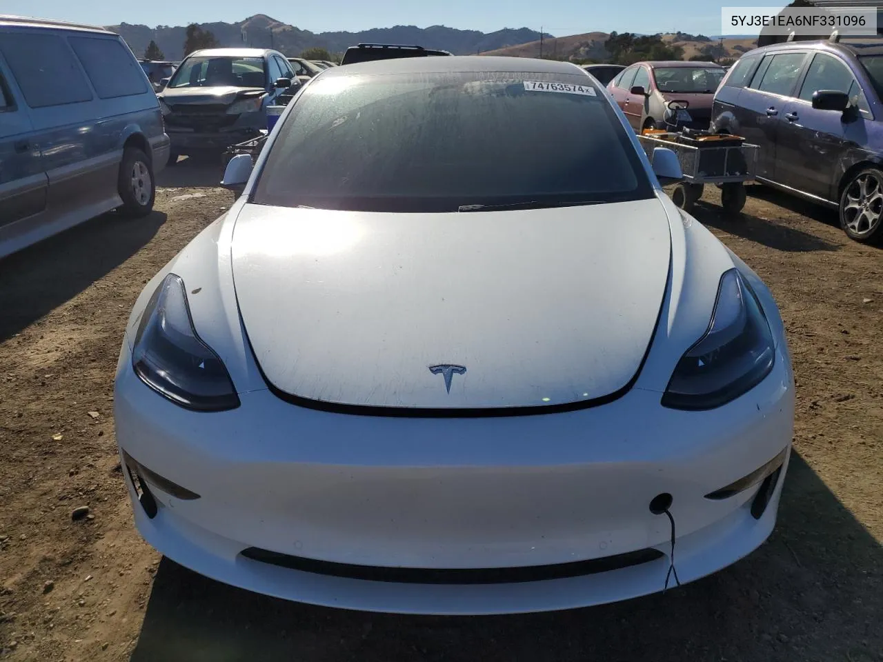 2022 Tesla Model 3 VIN: 5YJ3E1EA6NF331096 Lot: 74763574