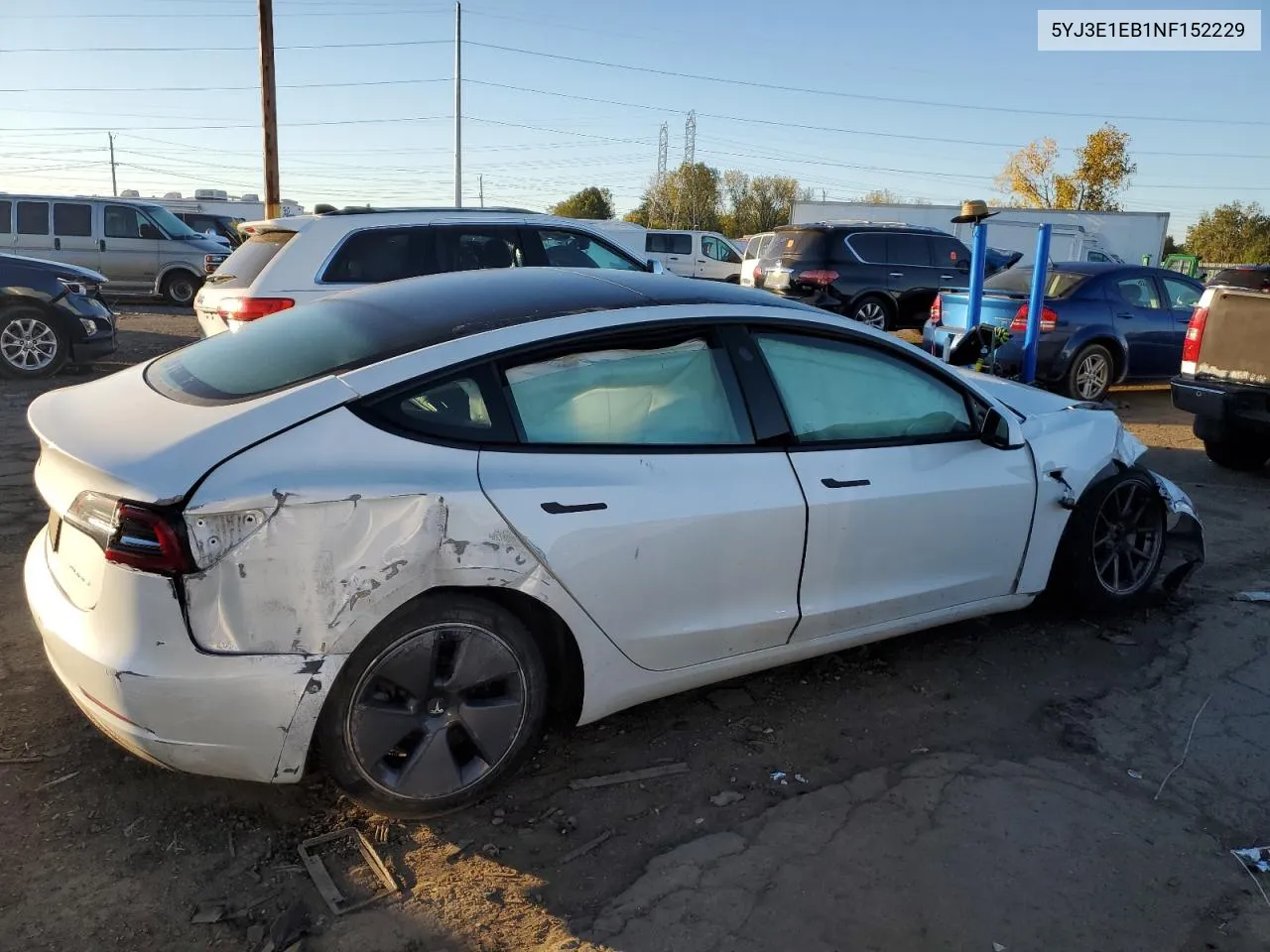 2022 Tesla Model 3 VIN: 5YJ3E1EB1NF152229 Lot: 75004624