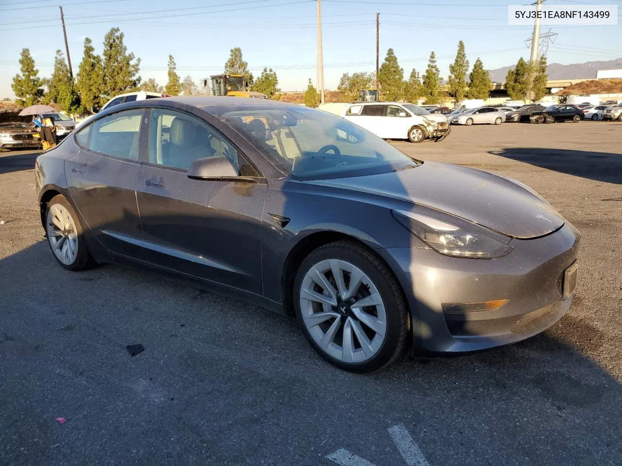 2022 Tesla Model 3 VIN: 5YJ3E1EA8NF143499 Lot: 75040924