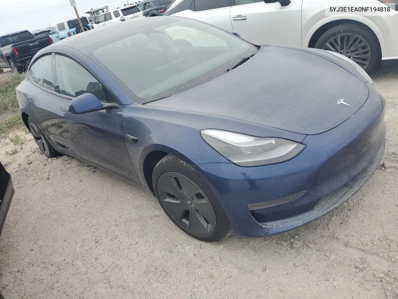 5YJ3E1EA0NF194818 2022 Tesla Model 3