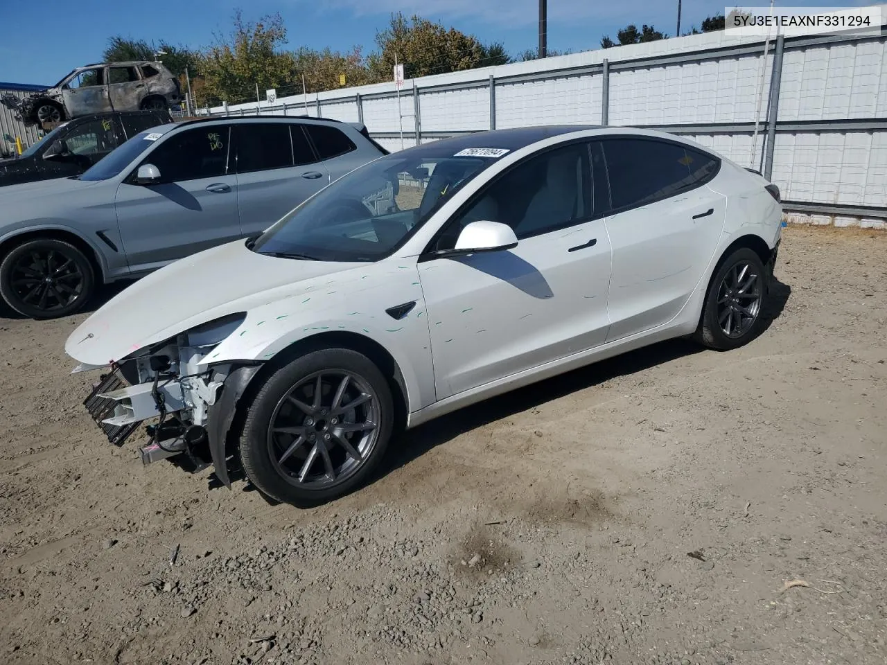 2022 Tesla Model 3 VIN: 5YJ3E1EAXNF331294 Lot: 75677094