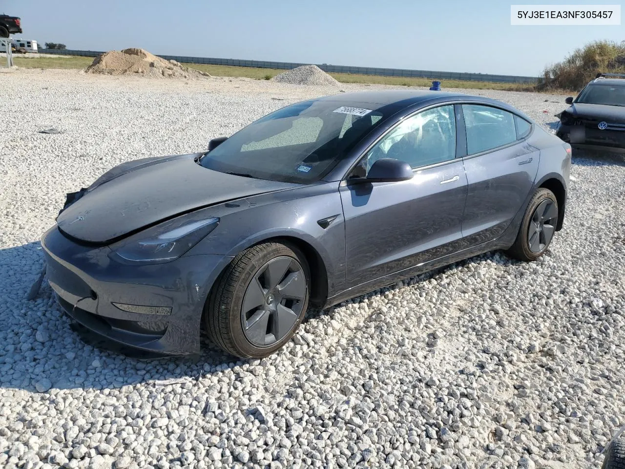 2022 Tesla Model 3 VIN: 5YJ3E1EA3NF305457 Lot: 75688774