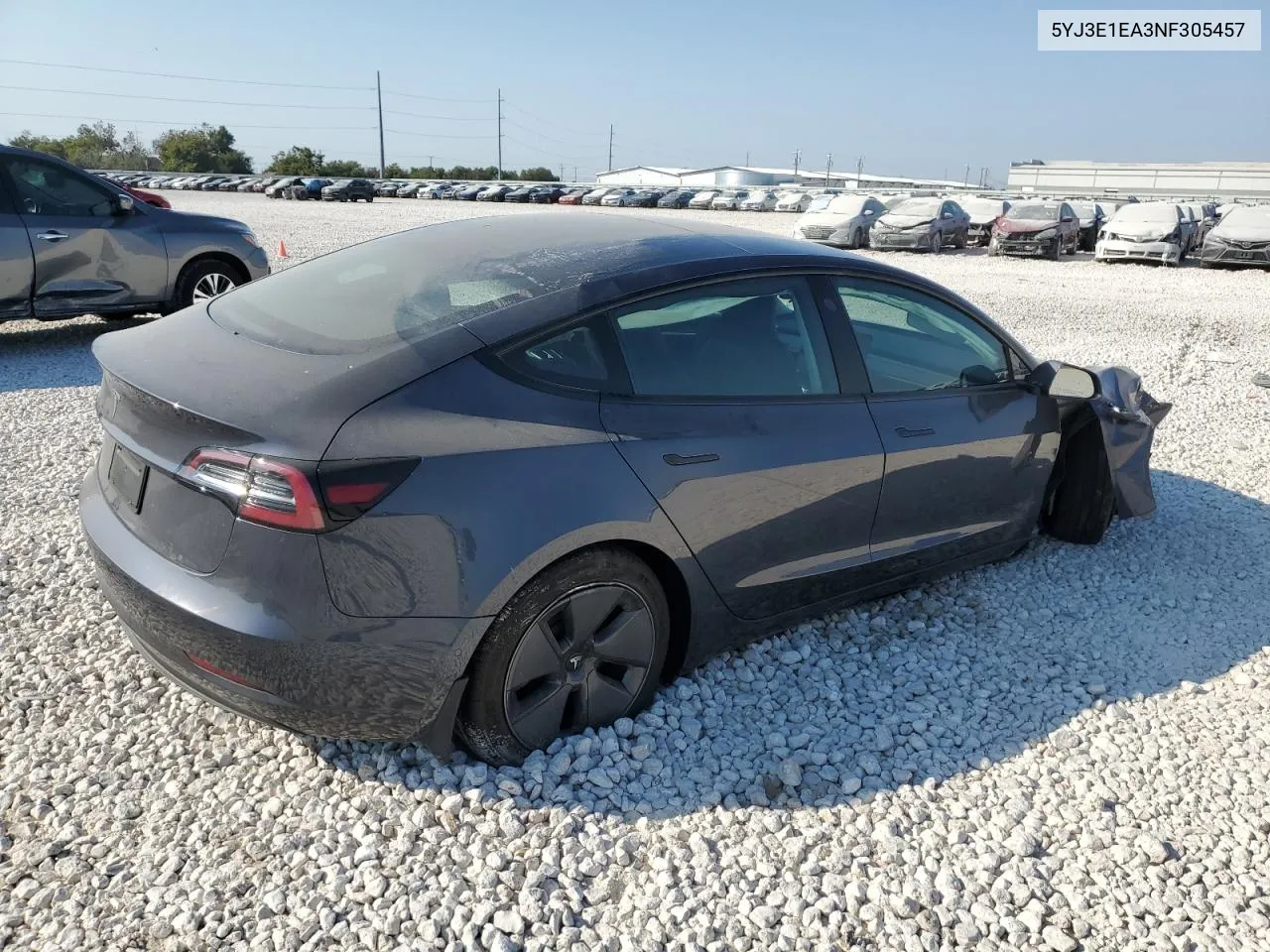 2022 Tesla Model 3 VIN: 5YJ3E1EA3NF305457 Lot: 75688774