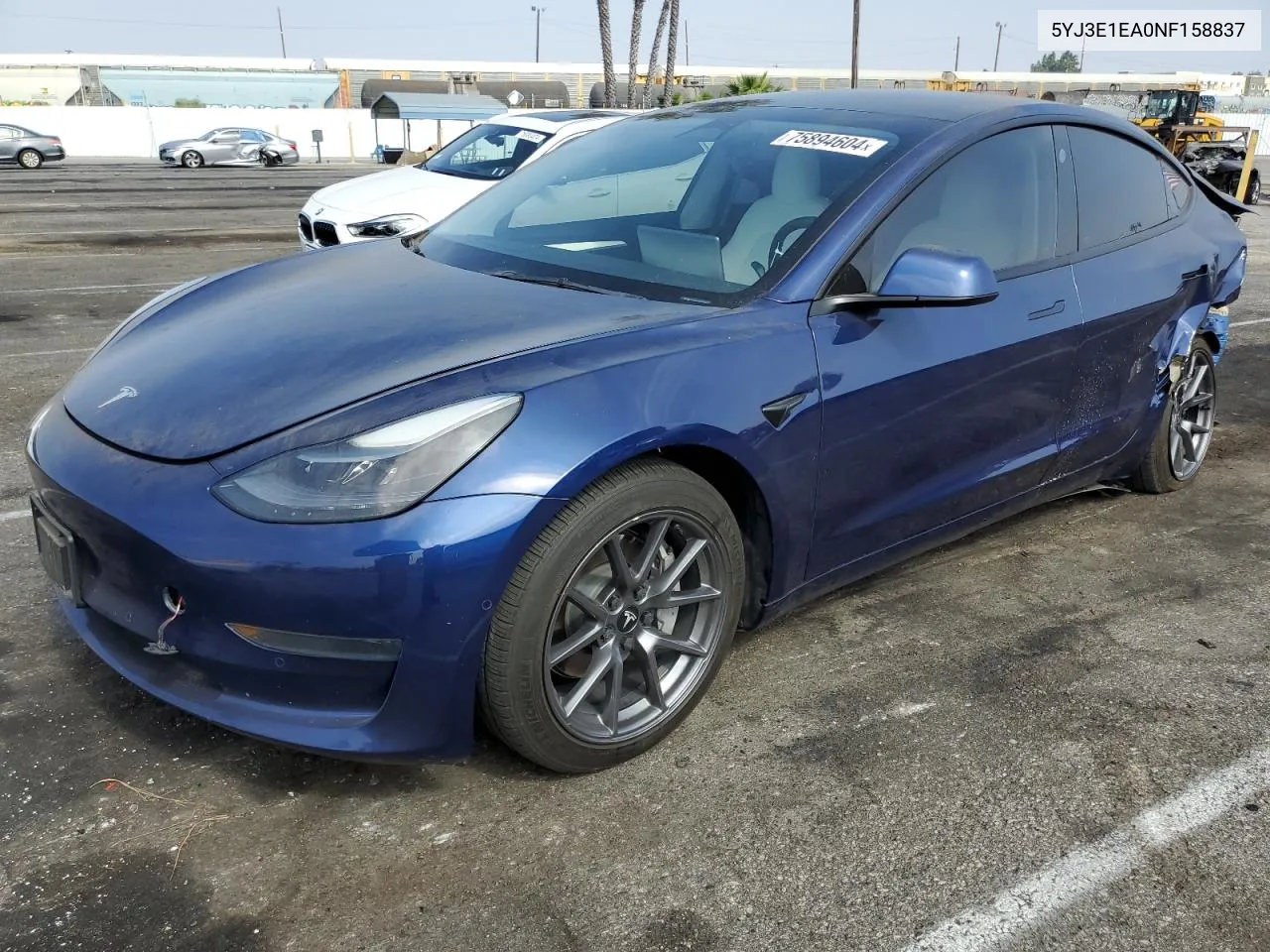 2022 Tesla Model 3 VIN: 5YJ3E1EA0NF158837 Lot: 75894604