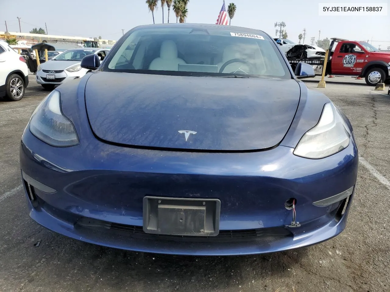 2022 Tesla Model 3 VIN: 5YJ3E1EA0NF158837 Lot: 75894604