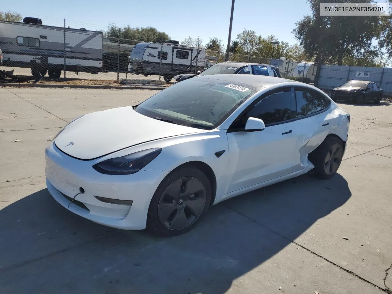 2022 Tesla Model 3 VIN: 5YJ3E1EA2NF354701 Lot: 75959154