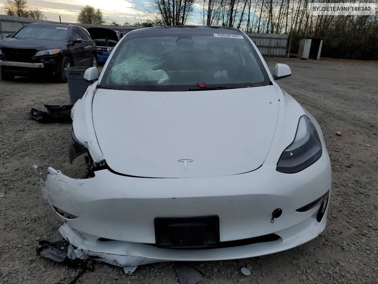 2022 Tesla Model 3 VIN: 5YJ3E1EA9NF188340 Lot: 76038104