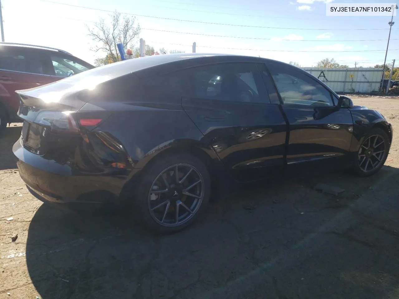 2022 Tesla Model 3 VIN: 5YJ3E1EA7NF101342 Lot: 76110694