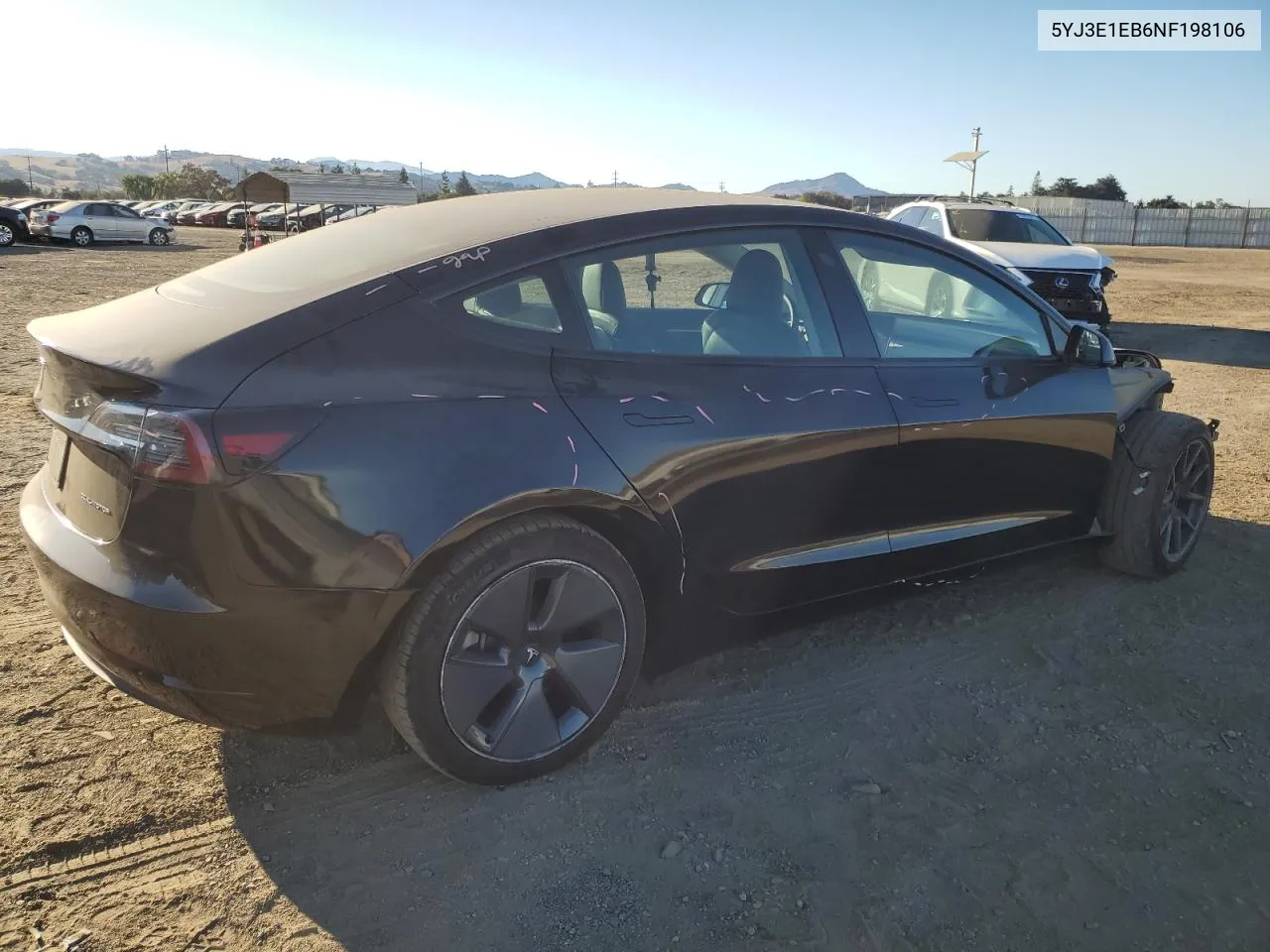 2022 Tesla Model 3 VIN: 5YJ3E1EB6NF198106 Lot: 76122144