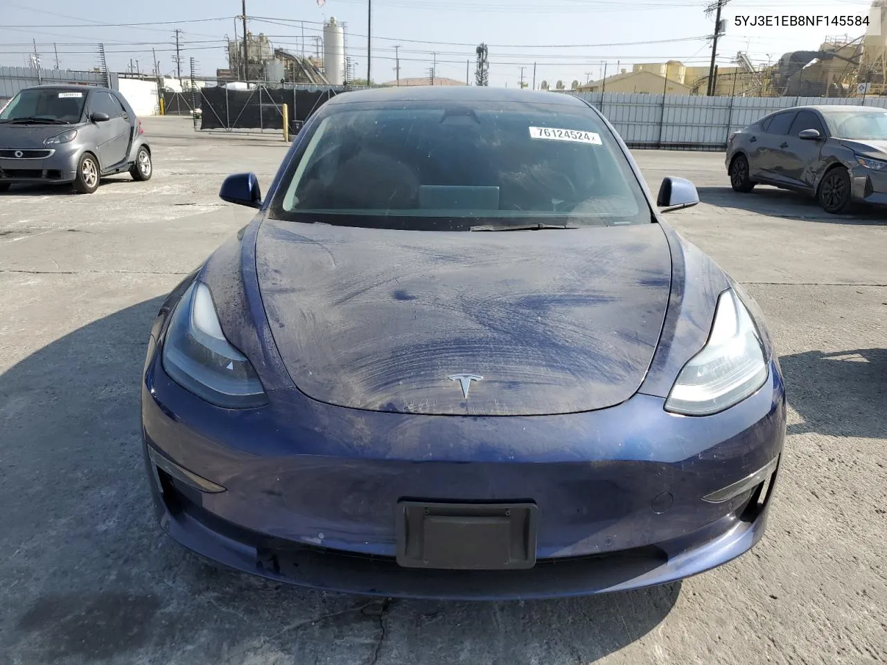 2022 Tesla Model 3 VIN: 5YJ3E1EB8NF145584 Lot: 76124524