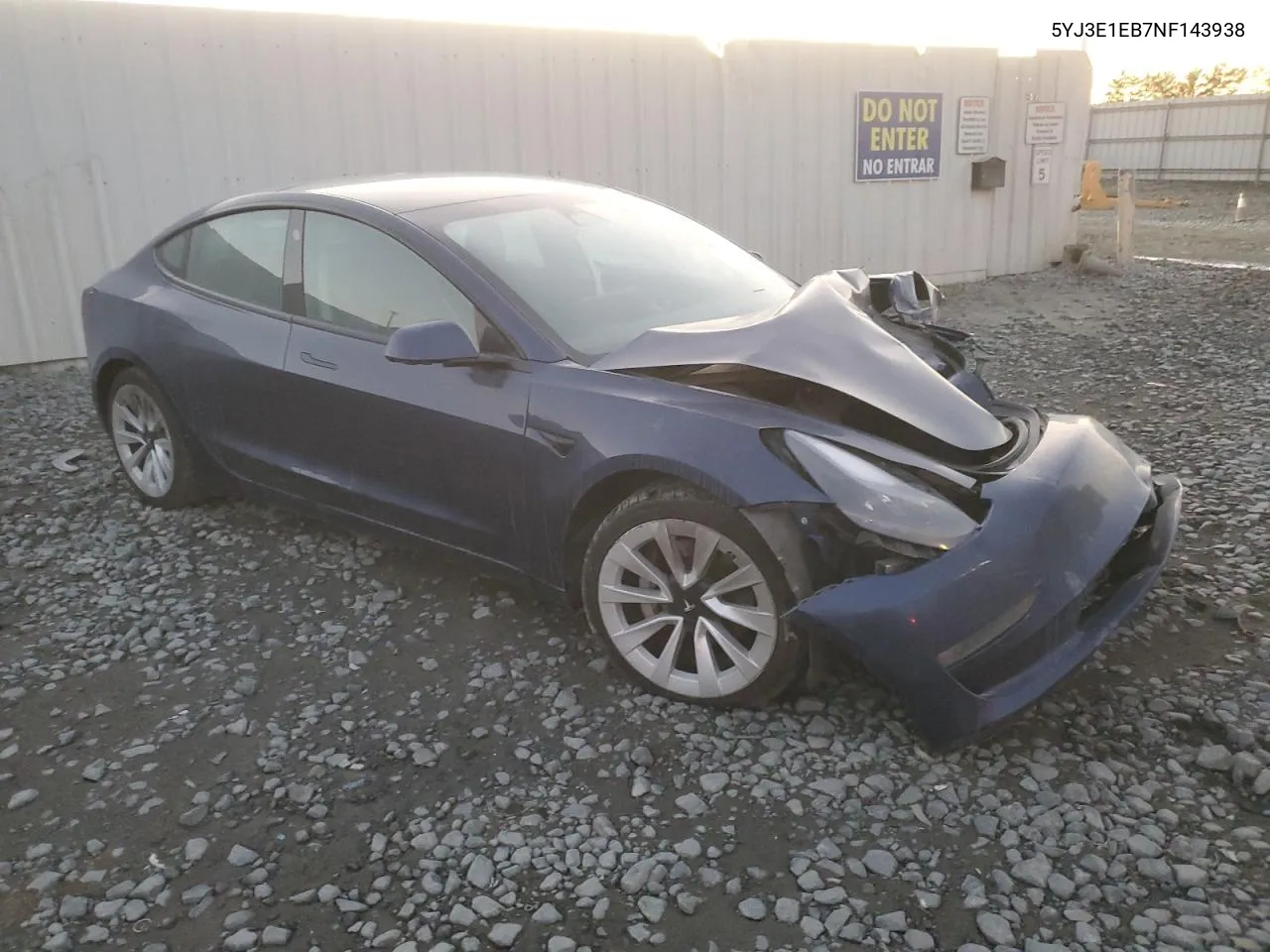 2022 Tesla Model 3 VIN: 5YJ3E1EB7NF143938 Lot: 76774314