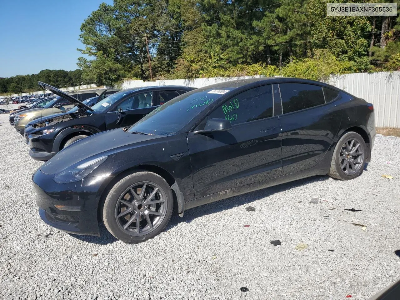 2022 Tesla Model 3 VIN: 5YJ3E1EAXNF305536 Lot: 76774504