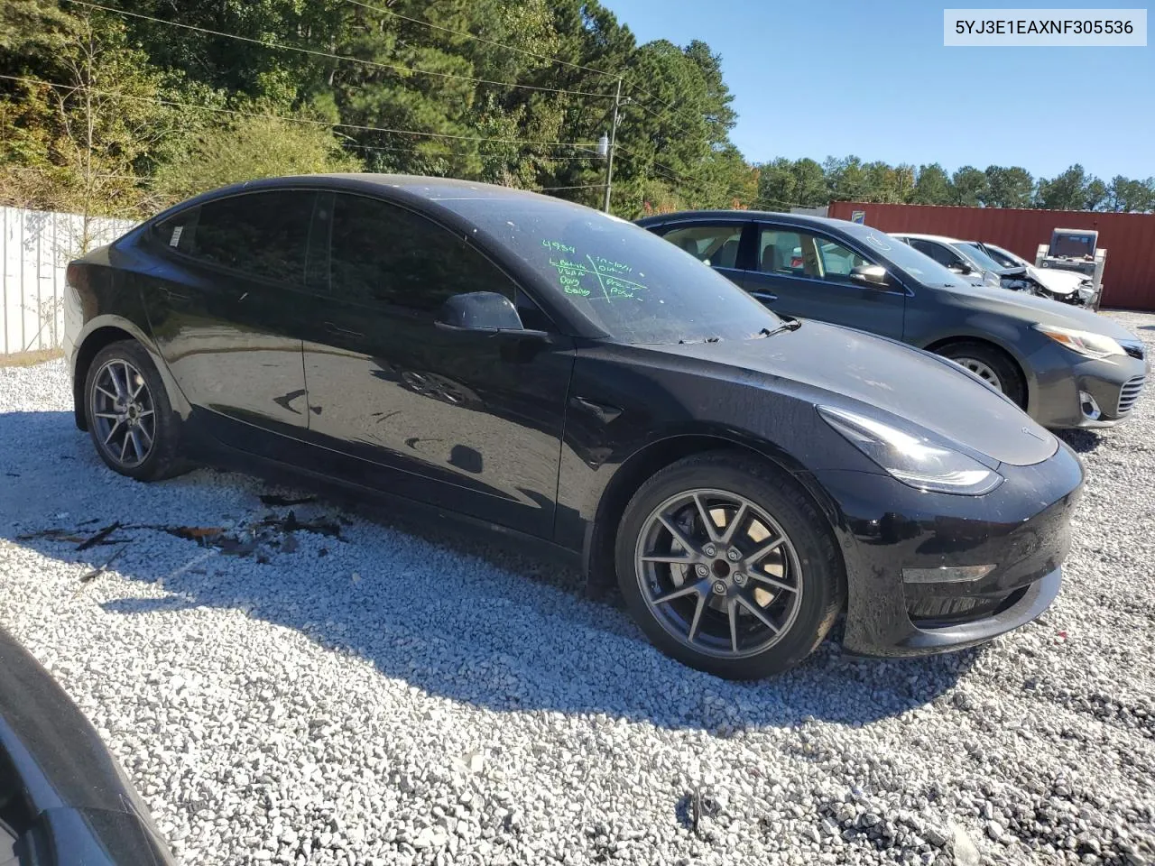 2022 Tesla Model 3 VIN: 5YJ3E1EAXNF305536 Lot: 76774504