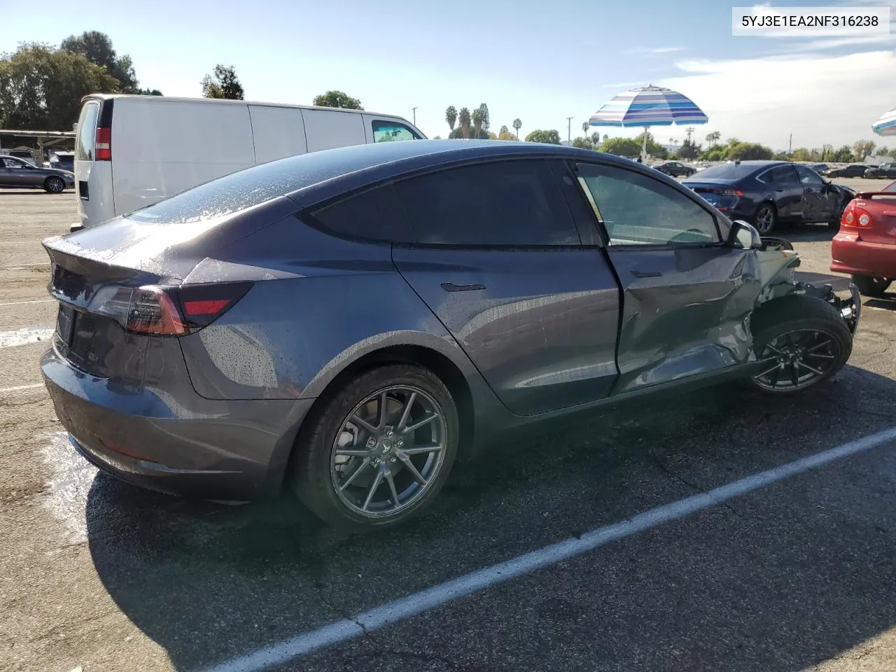 2022 Tesla Model 3 VIN: 5YJ3E1EA2NF316238 Lot: 76845064