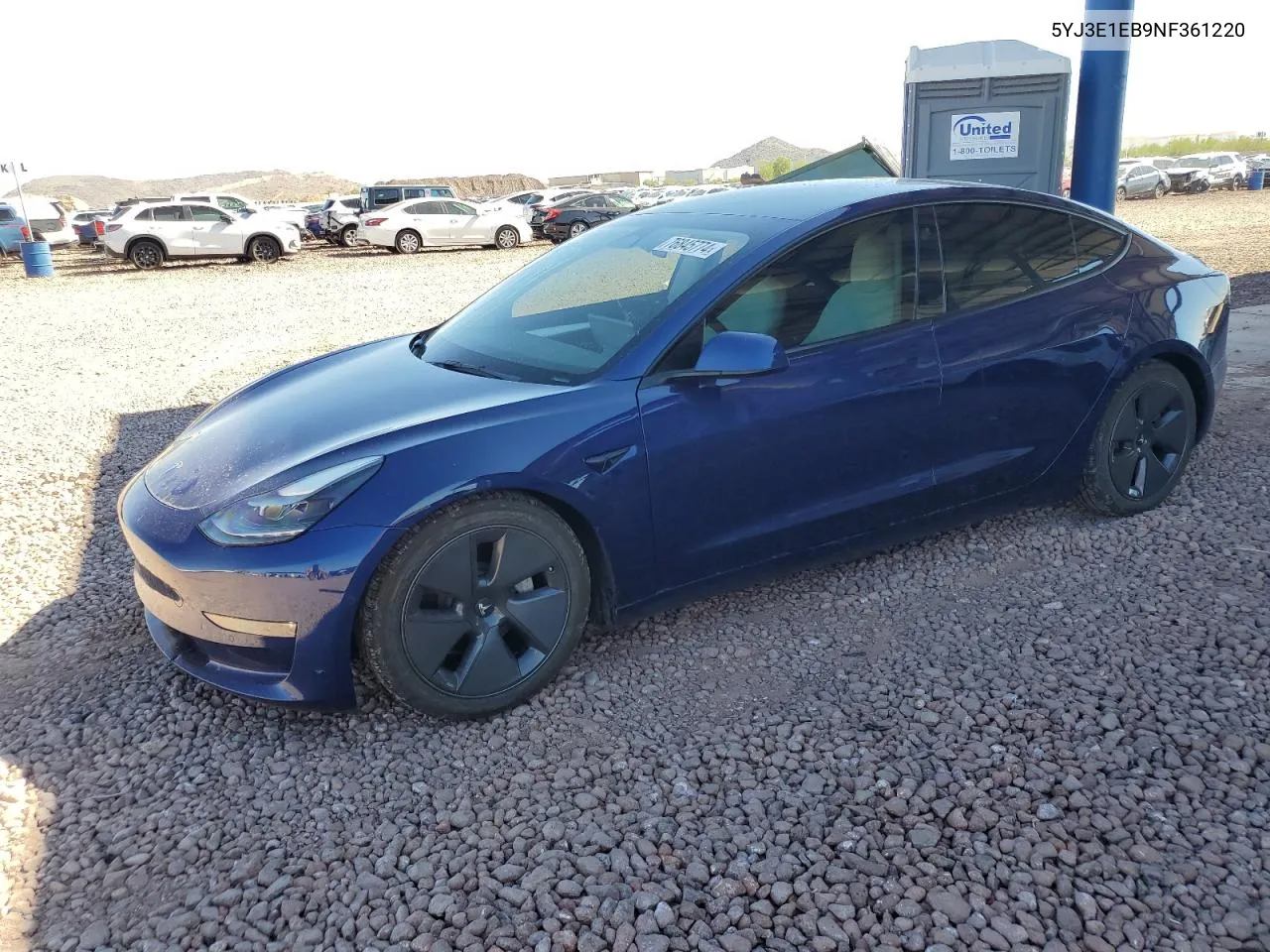 2022 Tesla Model 3 VIN: 5YJ3E1EB9NF361220 Lot: 76845774