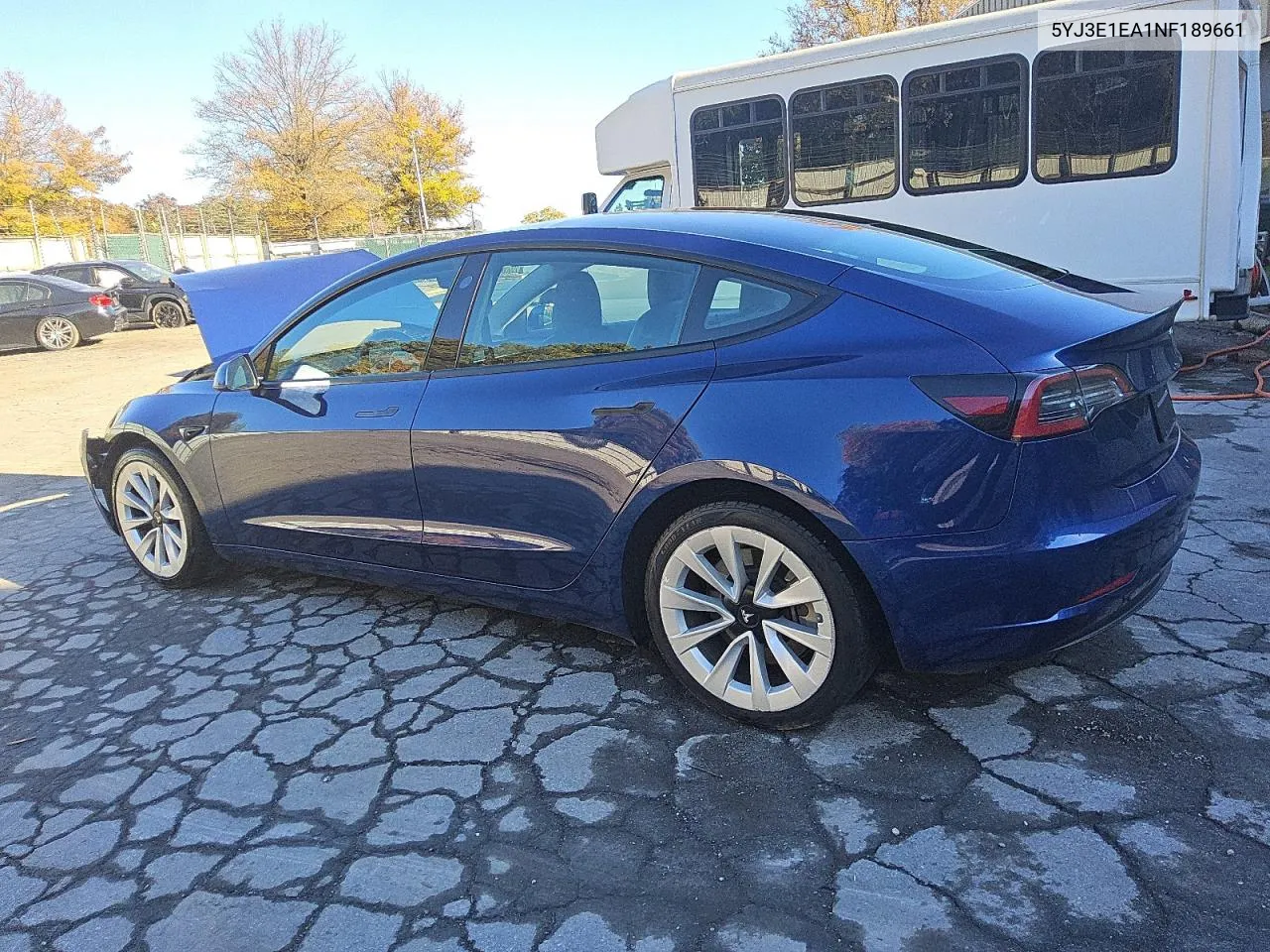 2022 Tesla Model 3 VIN: 5YJ3E1EA1NF189661 Lot: 76998634