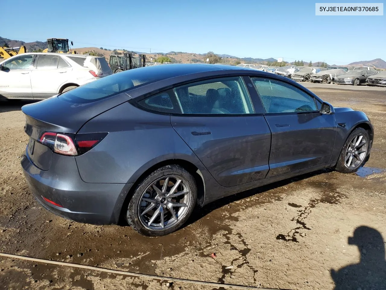 2022 Tesla Model 3 VIN: 5YJ3E1EA0NF370685 Lot: 76999164