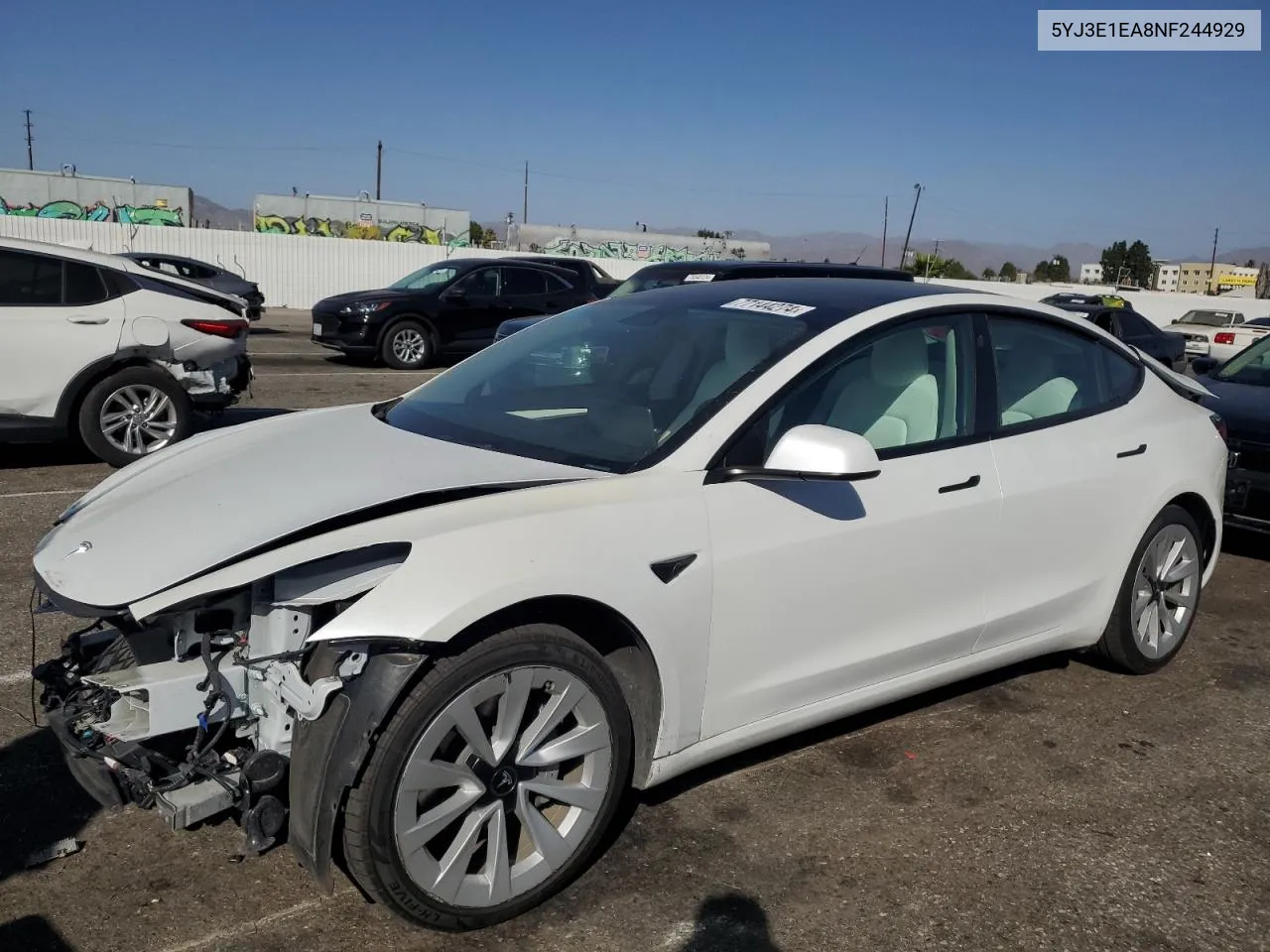 2022 Tesla Model 3 VIN: 5YJ3E1EA8NF244929 Lot: 77144274