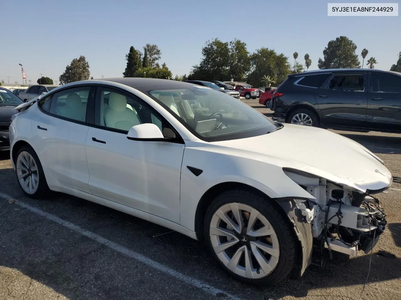 2022 Tesla Model 3 VIN: 5YJ3E1EA8NF244929 Lot: 77144274