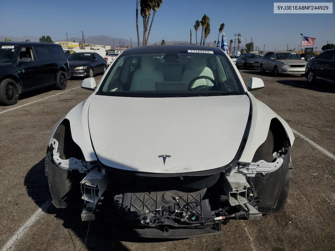 2022 Tesla Model 3 VIN: 5YJ3E1EA8NF244929 Lot: 77144274