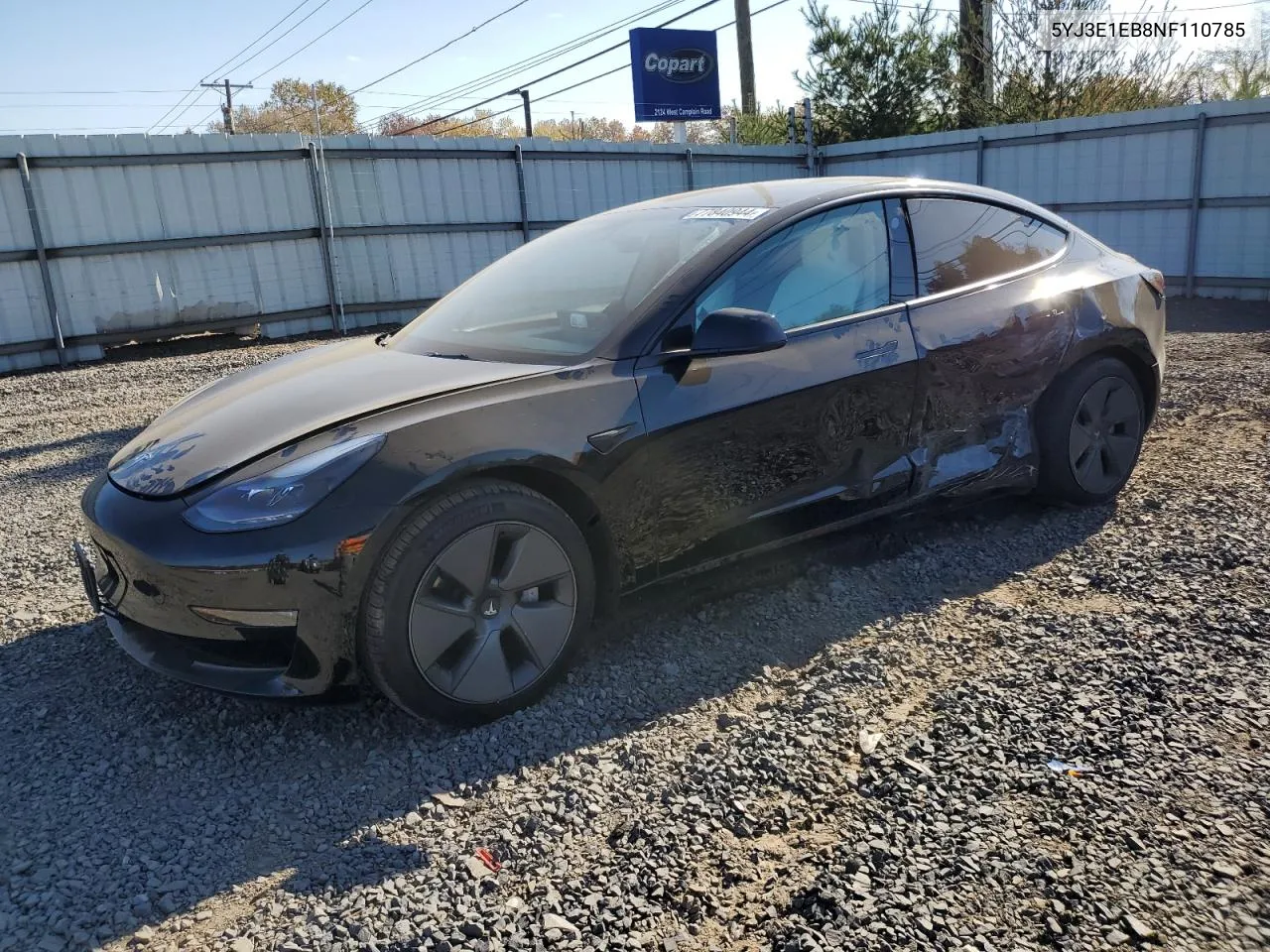 2022 Tesla Model 3 VIN: 5YJ3E1EB8NF110785 Lot: 77840944