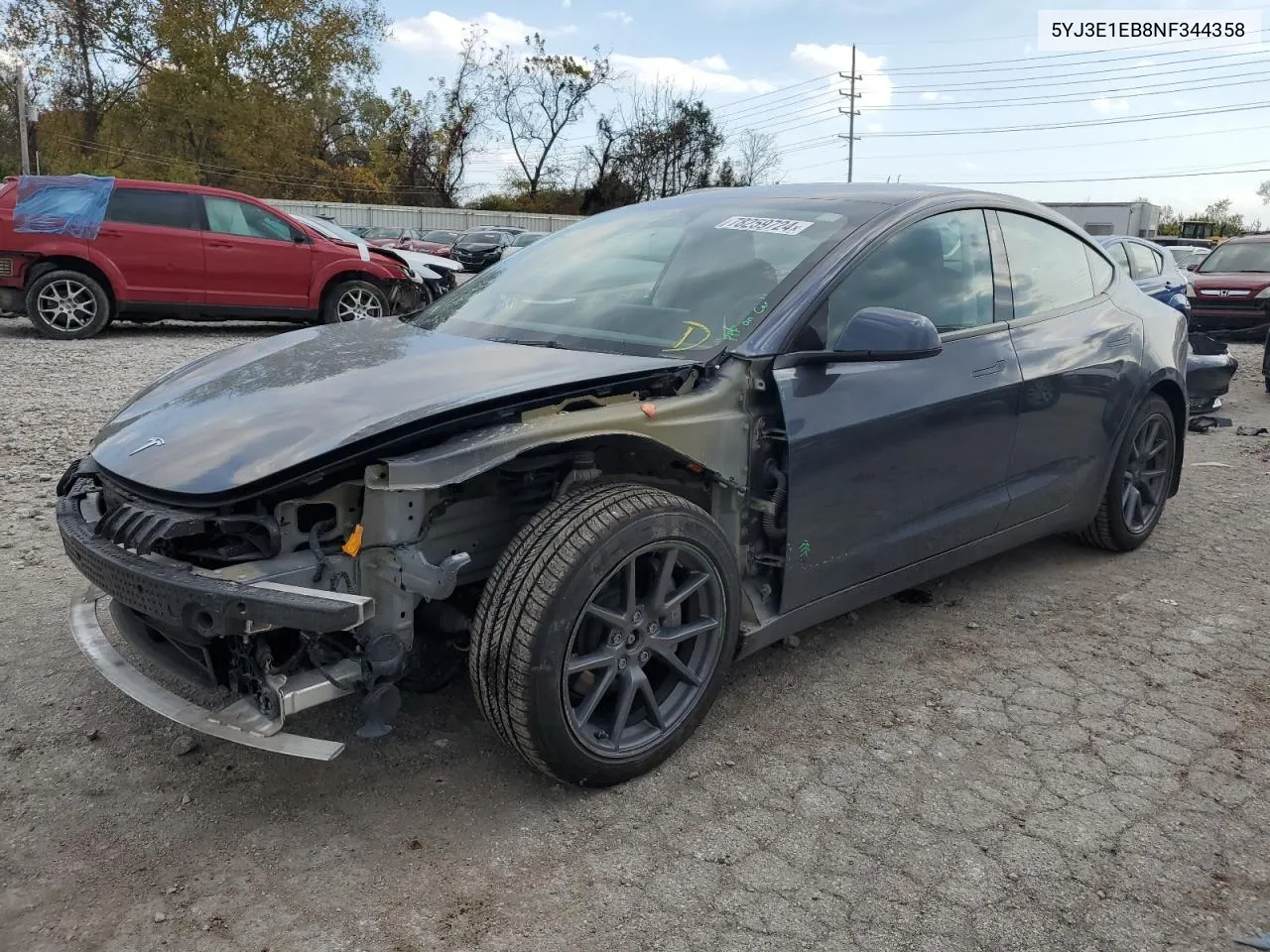 2022 Tesla Model 3 VIN: 5YJ3E1EB8NF344358 Lot: 78259724