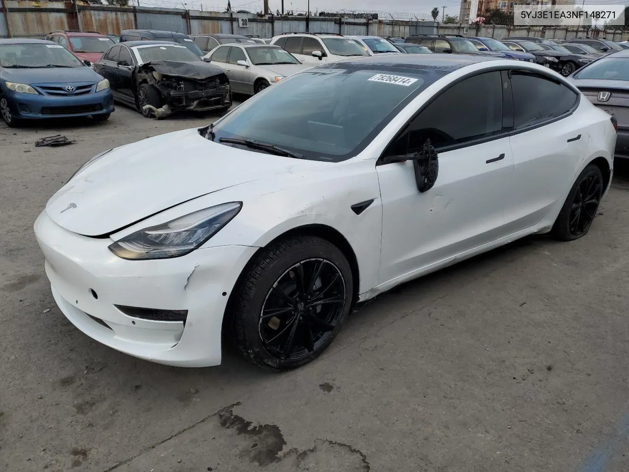 2022 Tesla Model 3 VIN: 5YJ3E1EA3NF148271 Lot: 78268414