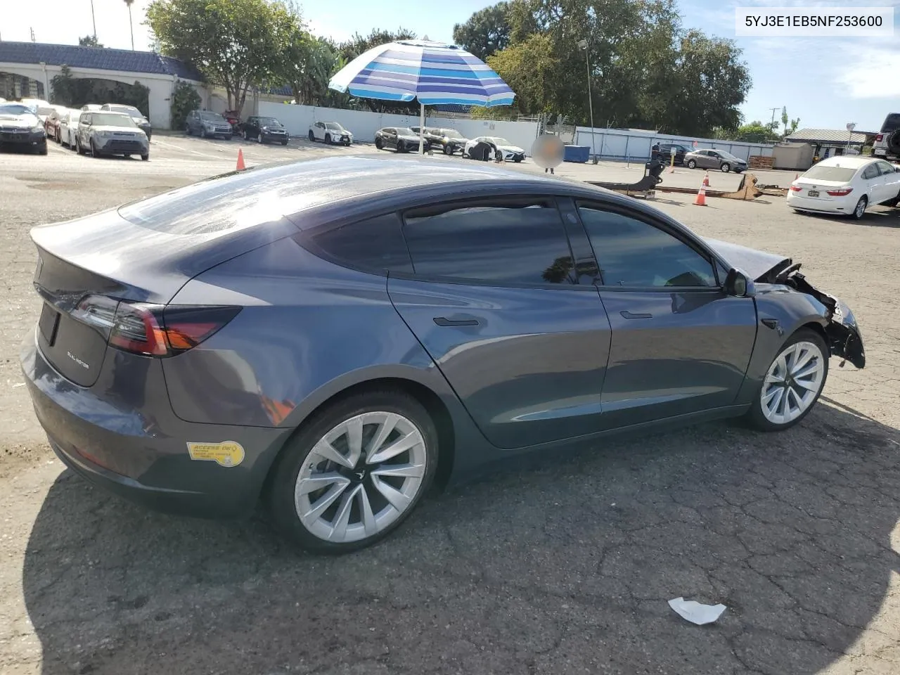 2022 Tesla Model 3 VIN: 5YJ3E1EB5NF253600 Lot: 78392274