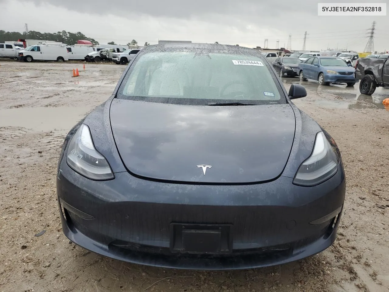 2022 Tesla Model 3 VIN: 5YJ3E1EA2NF352818 Lot: 78539444