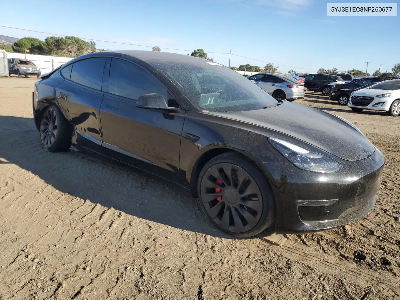 2022 Tesla Model 3 VIN: 5YJ3E1EC8NF260677 Lot: 78697654