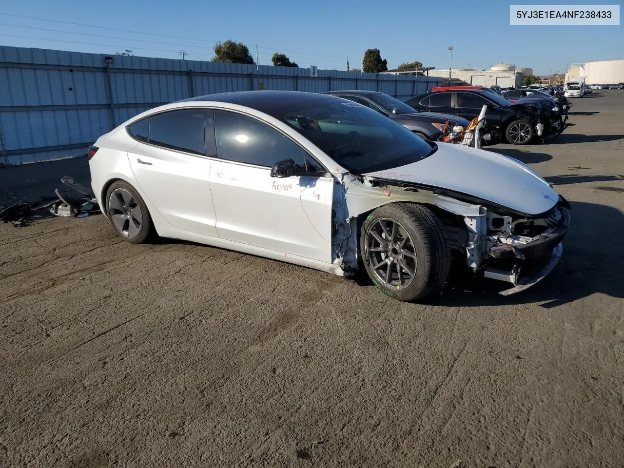 2022 Tesla Model 3 VIN: 5YJ3E1EA4NF238433 Lot: 78881954