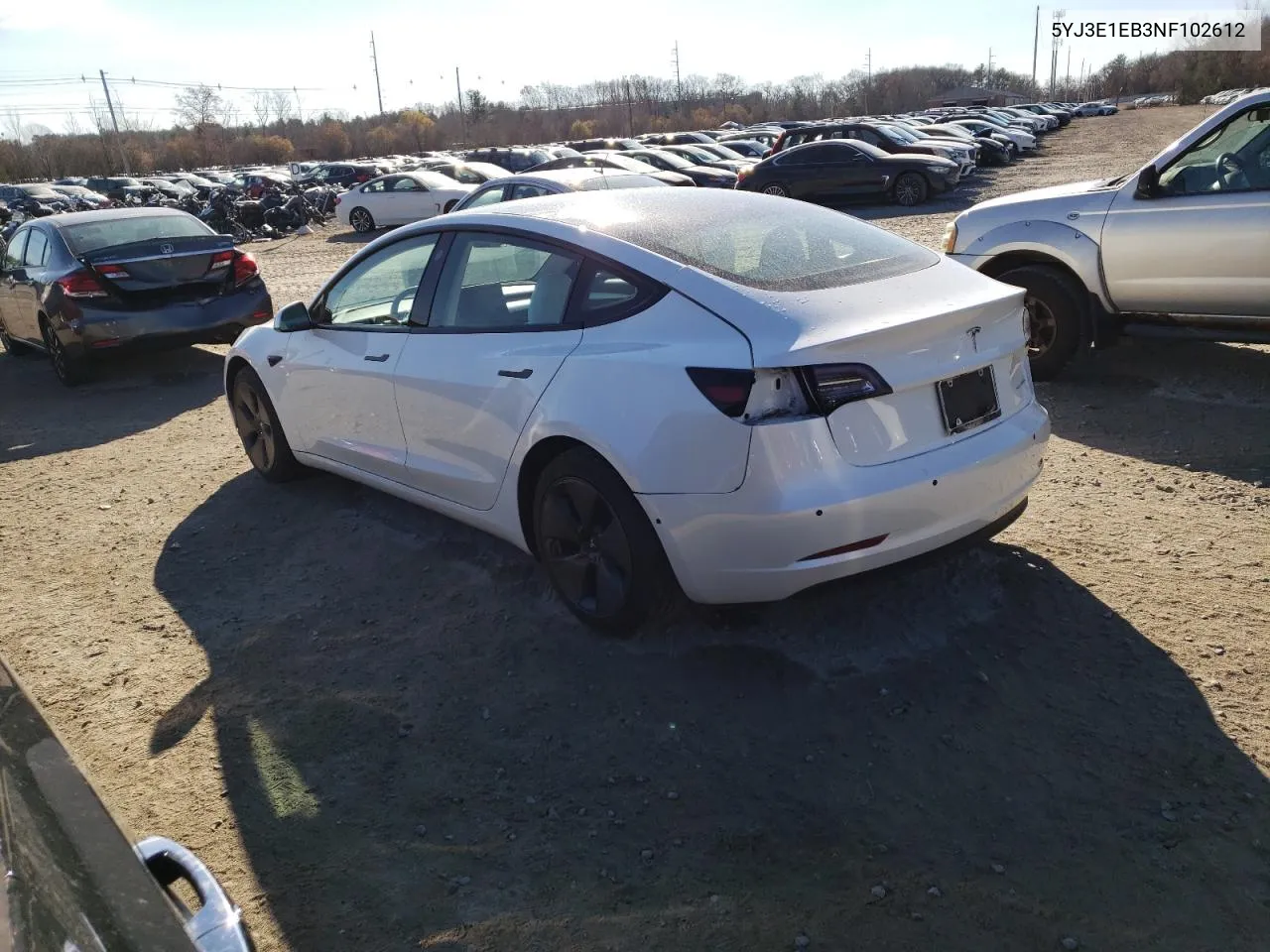 2022 Tesla Model 3 VIN: 5YJ3E1EB3NF102612 Lot: 79009484