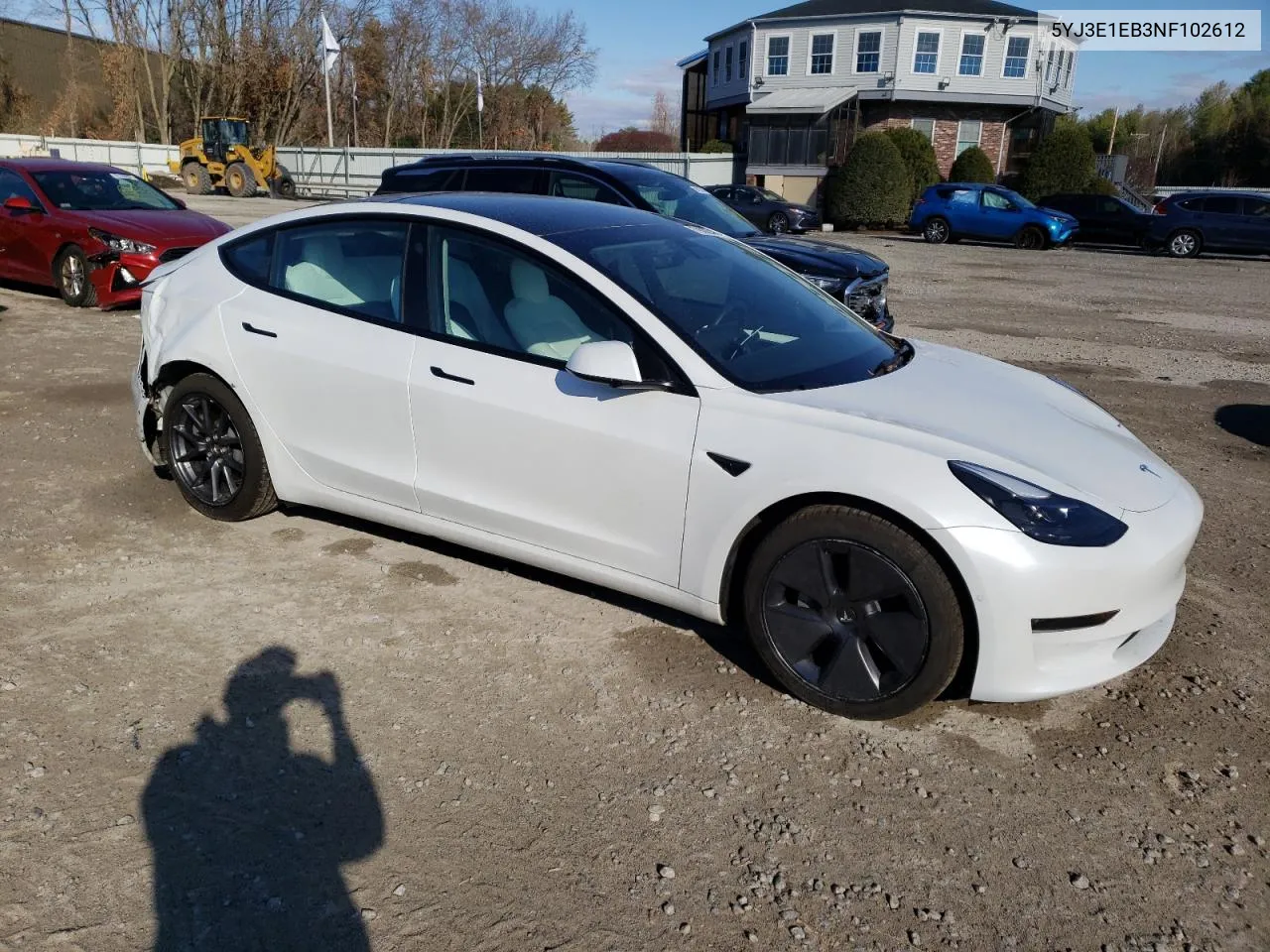 2022 Tesla Model 3 VIN: 5YJ3E1EB3NF102612 Lot: 79009484