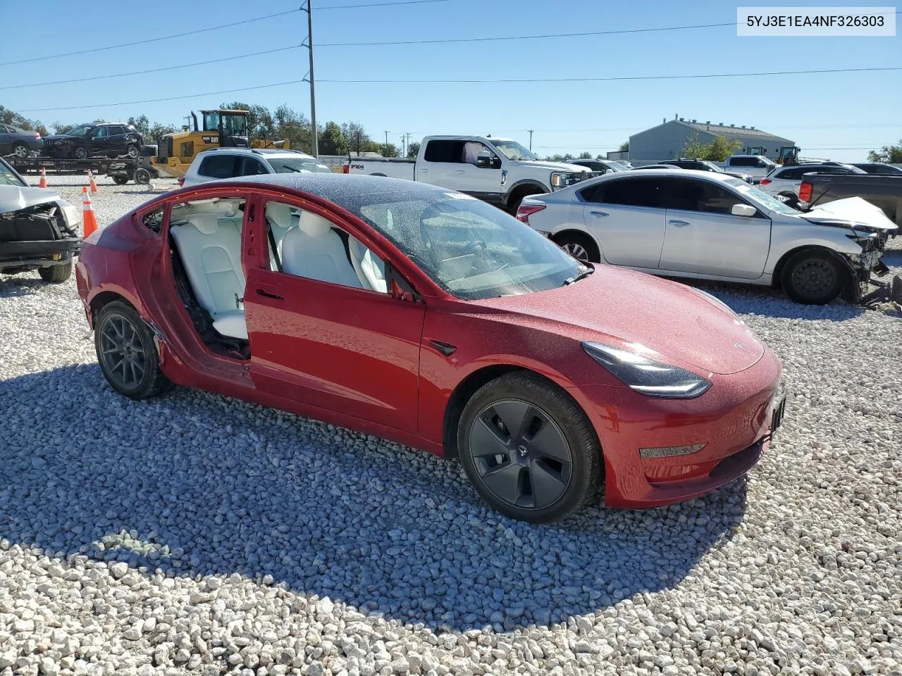 2022 Tesla Model 3 VIN: 5YJ3E1EA4NF326303 Lot: 79076114