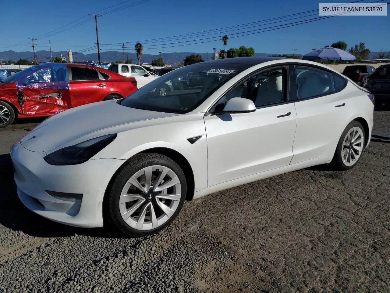 2022 Tesla Model 3 VIN: 5YJ3E1EA6NF153870 Lot: 79810664