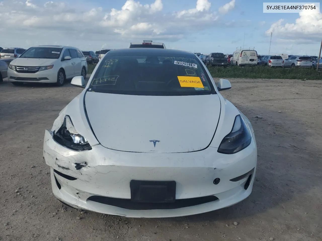 2022 Tesla Model 3 VIN: 5YJ3E1EA4NF370754 Lot: 79929574