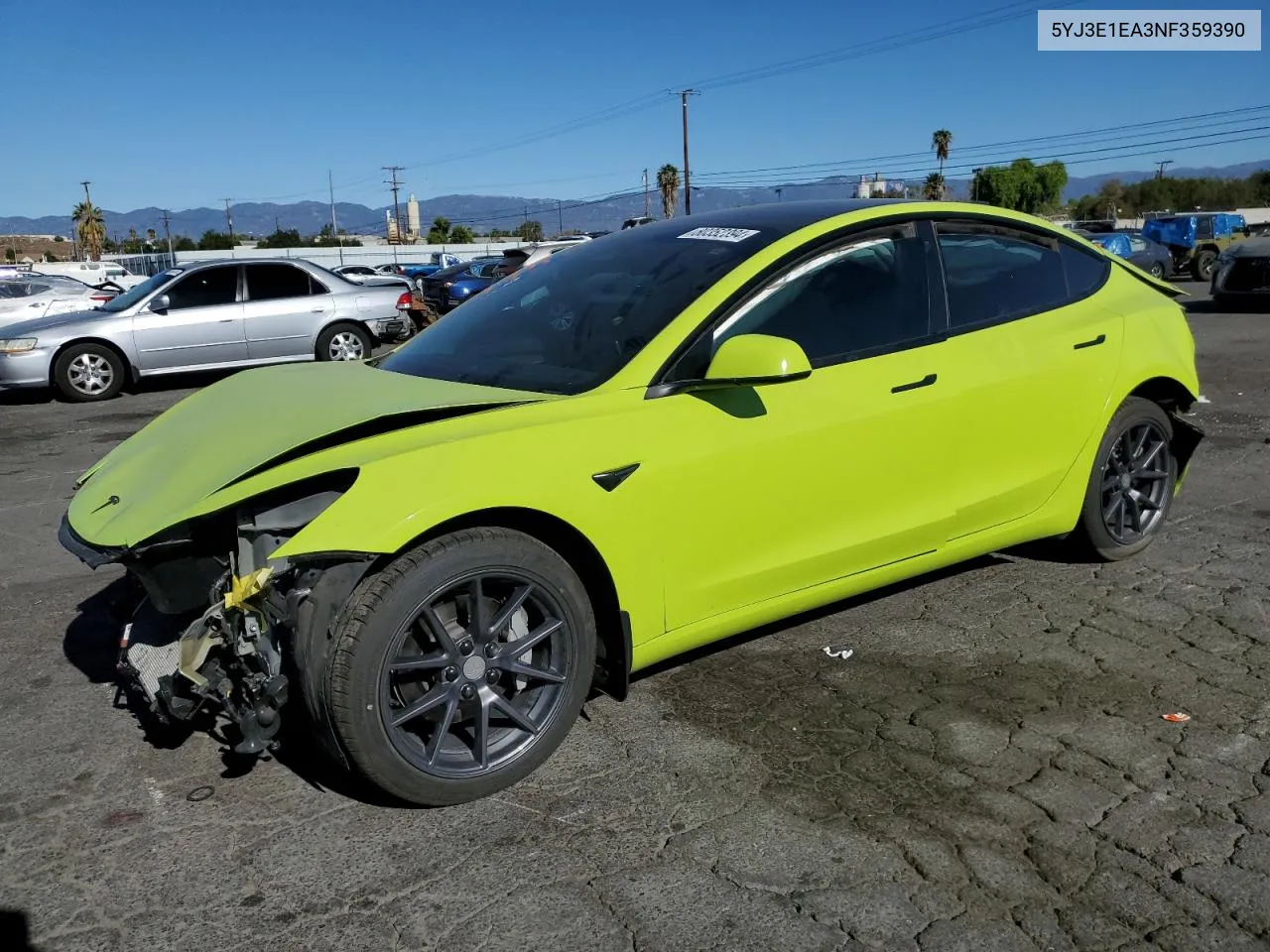 2022 Tesla Model 3 VIN: 5YJ3E1EA3NF359390 Lot: 80352394